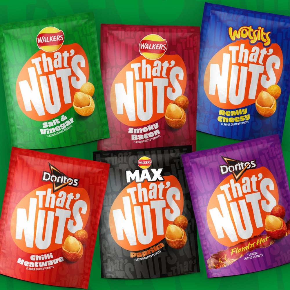 That's Nuts Walkers Salt & Vinegar Peanuts Grab Bag Case | 20 x 40g Bags | 800g Total 2