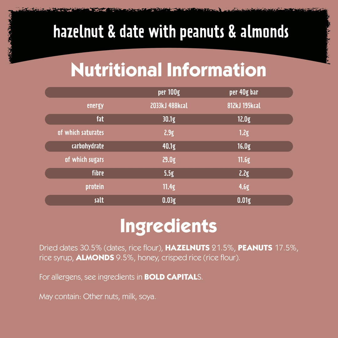 Eat Natural Hazelnut & Date with Peanuts & Almonds Fruit & Nut Bars 12 x 40g
