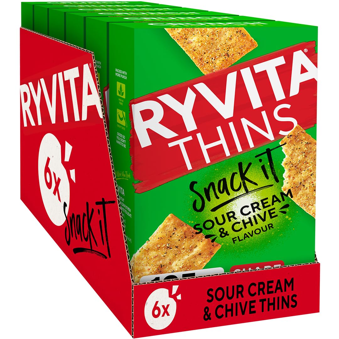 Ryvita Thins Snack It Sour Cream and Chive Flavour 125g Pack of 6