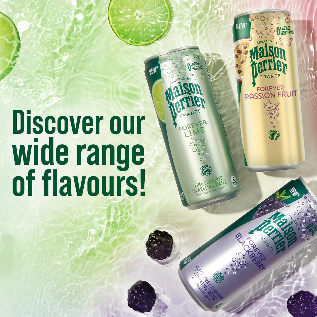 Maison Perrier Forever Passion Fruit Sparkling Water - 0 Calories, No Sweeteners | 4 x 330ml Cans