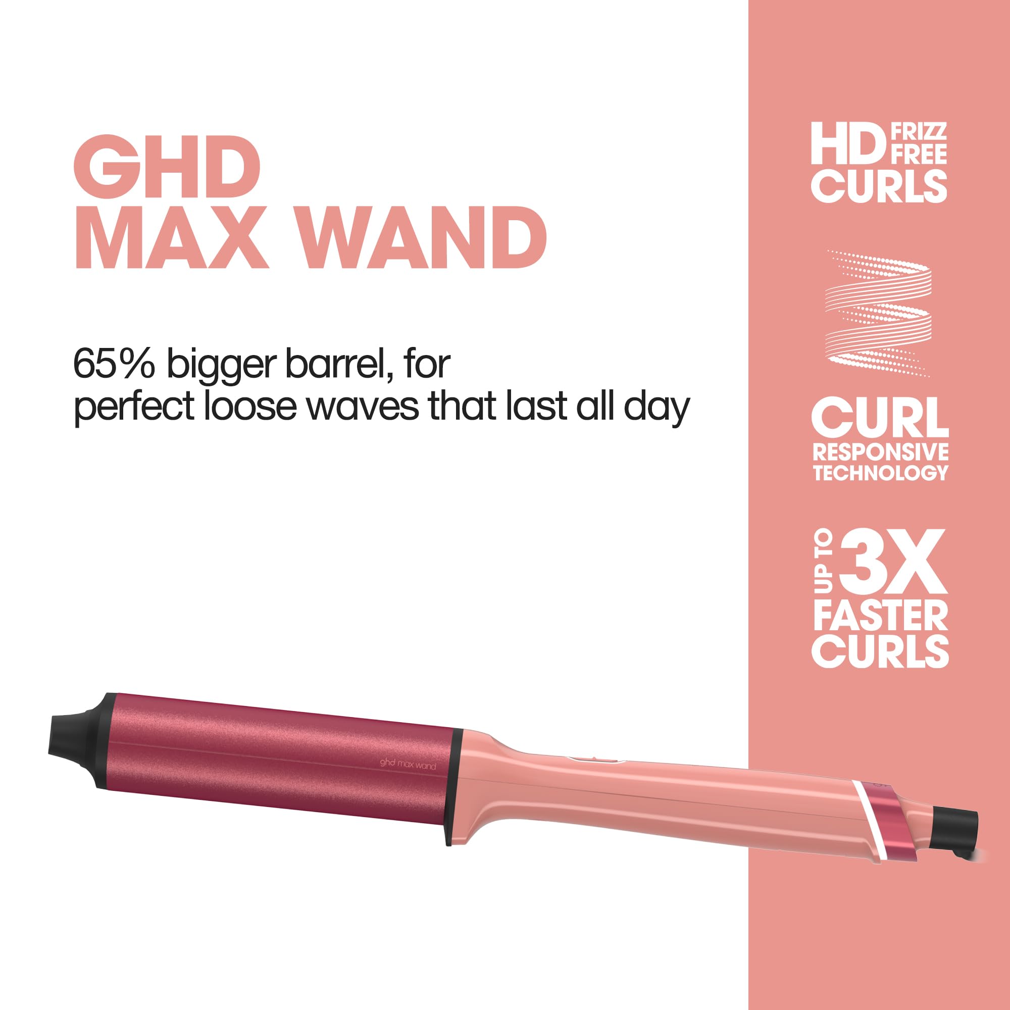 ghd Chronos Curve Max Wand - 38mm Barrel | Candy Coral Limited Edition | 2x Faster Styling 2