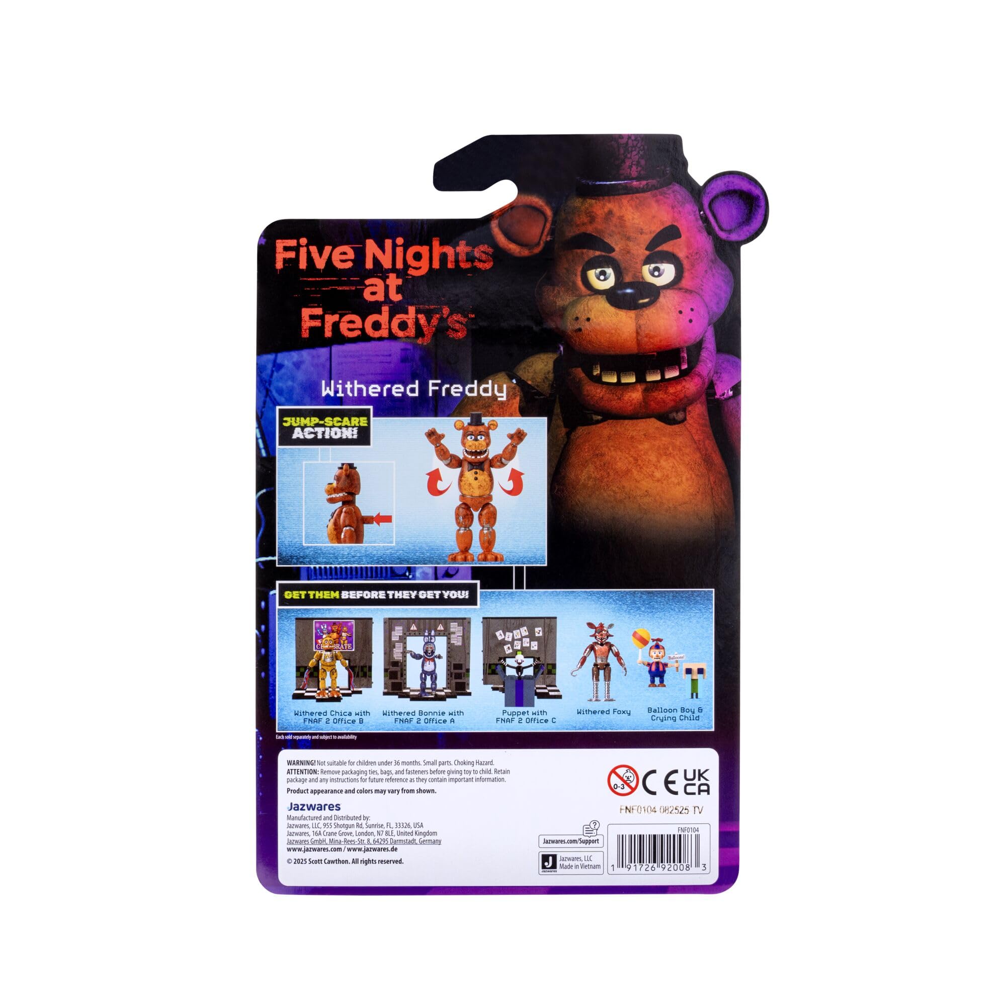 Jazwares Five Nights at Freddy's Withered Freddy 5-Inch Articulated Action Figure | Glow-in-the-Dark Eyes 6