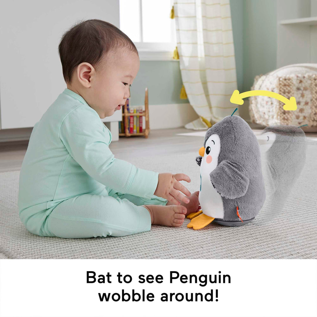 Fisher-Price Flap & Wobble Penguin - Plush Musical Tummy Time Toy for Newborns 0+ Months