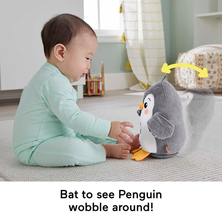 Fisher-Price Flap & Wobble Penguin - Plush Musical Tummy Time Toy for Newborns 0+ Months