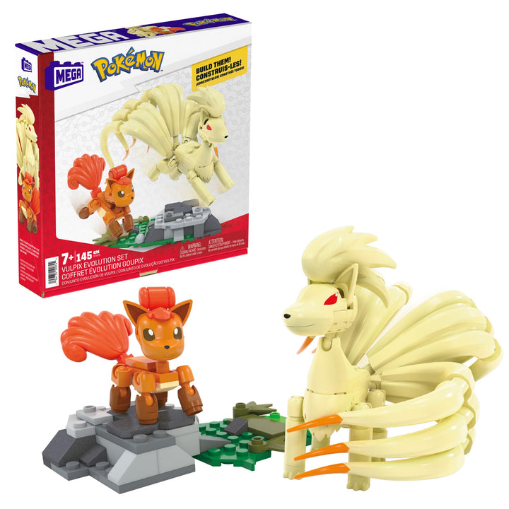 MEGA Pokémon Vulpix Evolution Building Set - 145-Piece Poseable Action Figures for Kids Ages 8+