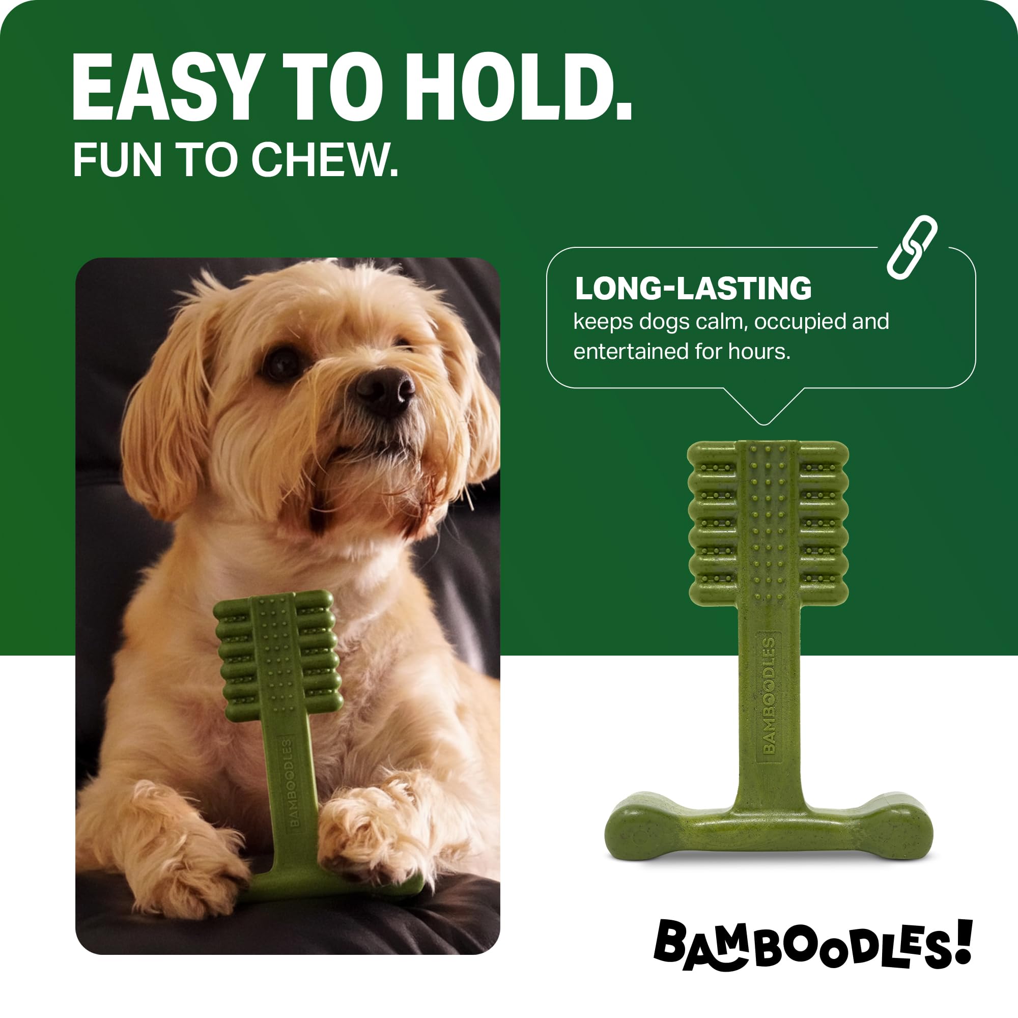 Bamboodles T-Bone Dog Chew Toy - Large | Mint & Lamb Flavour | Heavy Duty