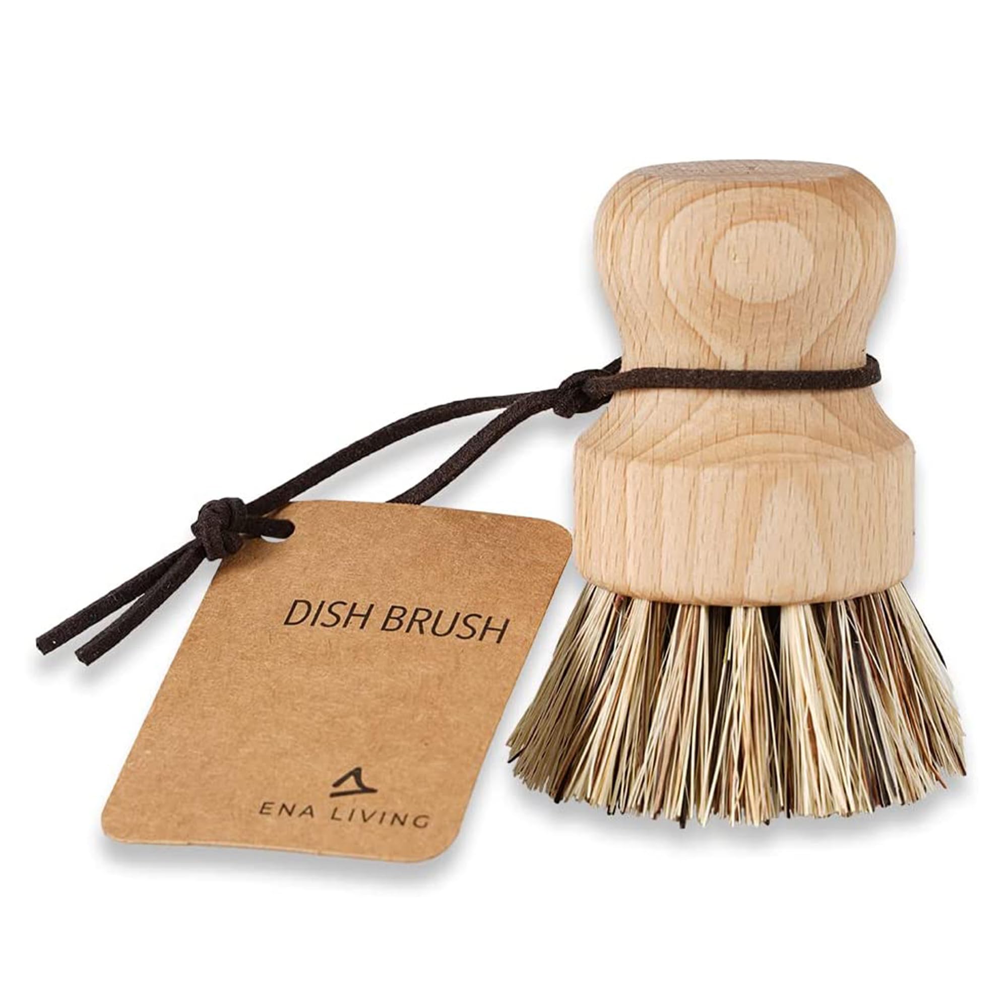 ENA Living - Wooden Pot Brush | FSC-Certified Beechwood with Coconut Fiber Bristles (9x6 cm)