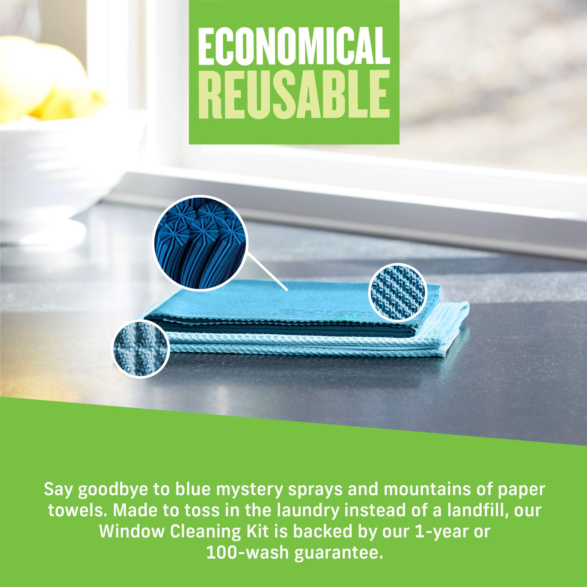 E-Cloth Window Cleaner Kit - Streak-Free Microfiber Cloth Set | Alaskan Blue | 3-Year Promise 4
