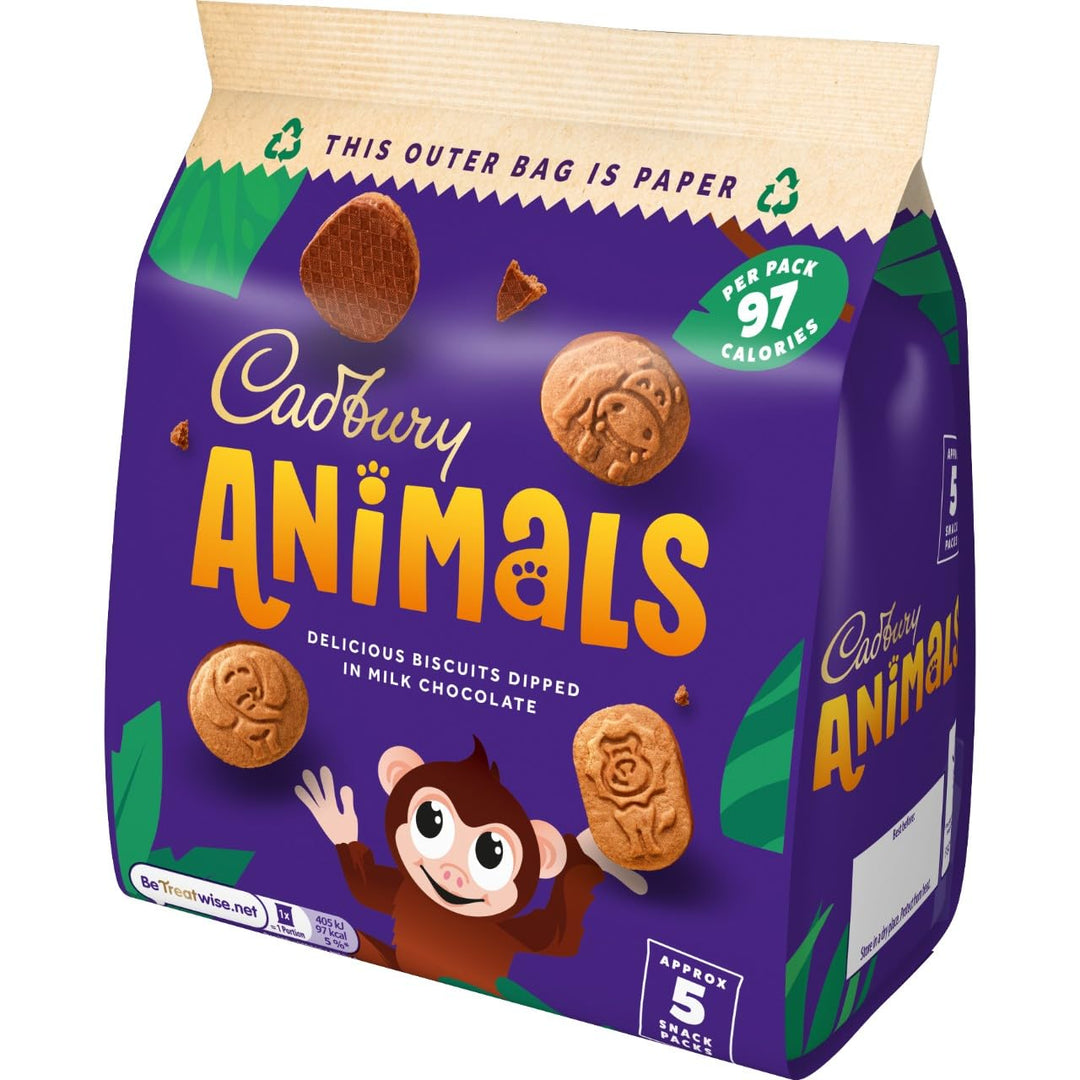 Cadbury Animals Mini Biscuits - Fun Animal Shaped Chocolate Dipped Biscuits, 99.5g