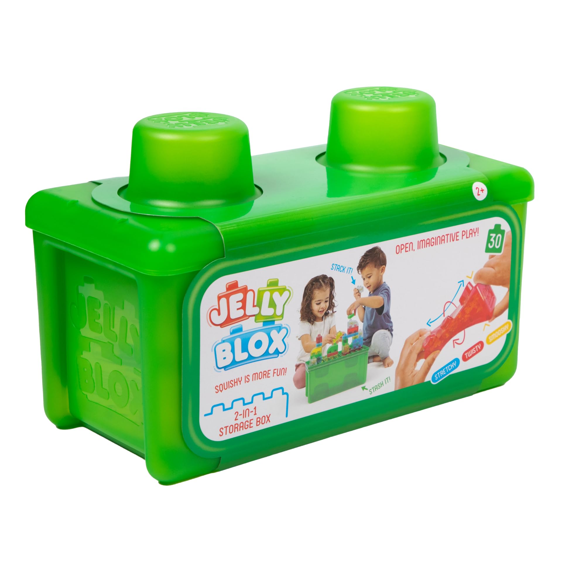 Jelly Blox 2-in-1 Storage Kit - 30 Squishy Toddler & Preschool Building Blocks | Ages 2+ 1