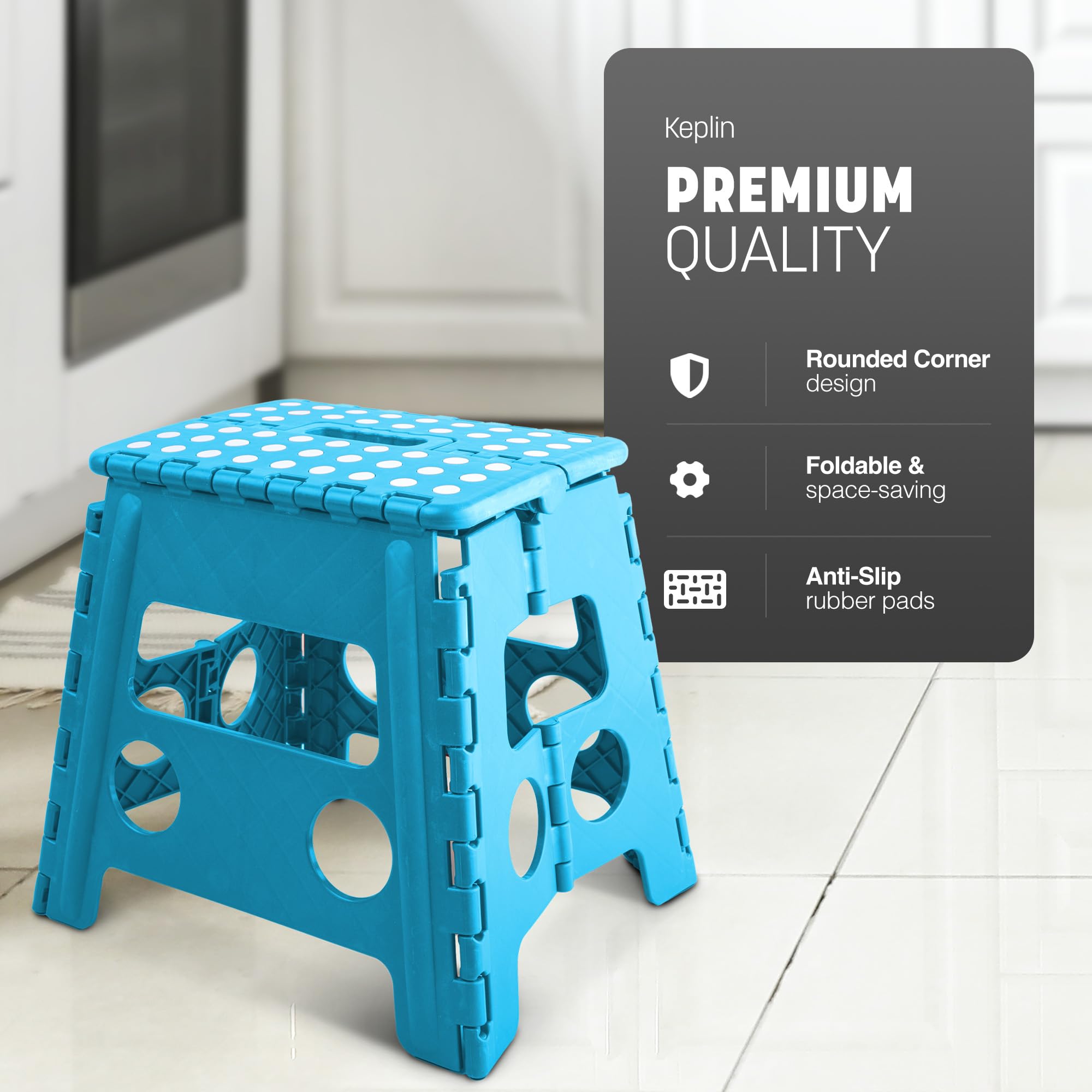 KEPLIN 13 Inch Heavy Duty Folding Step Stool | Non-Slip Foldable Footstool 2