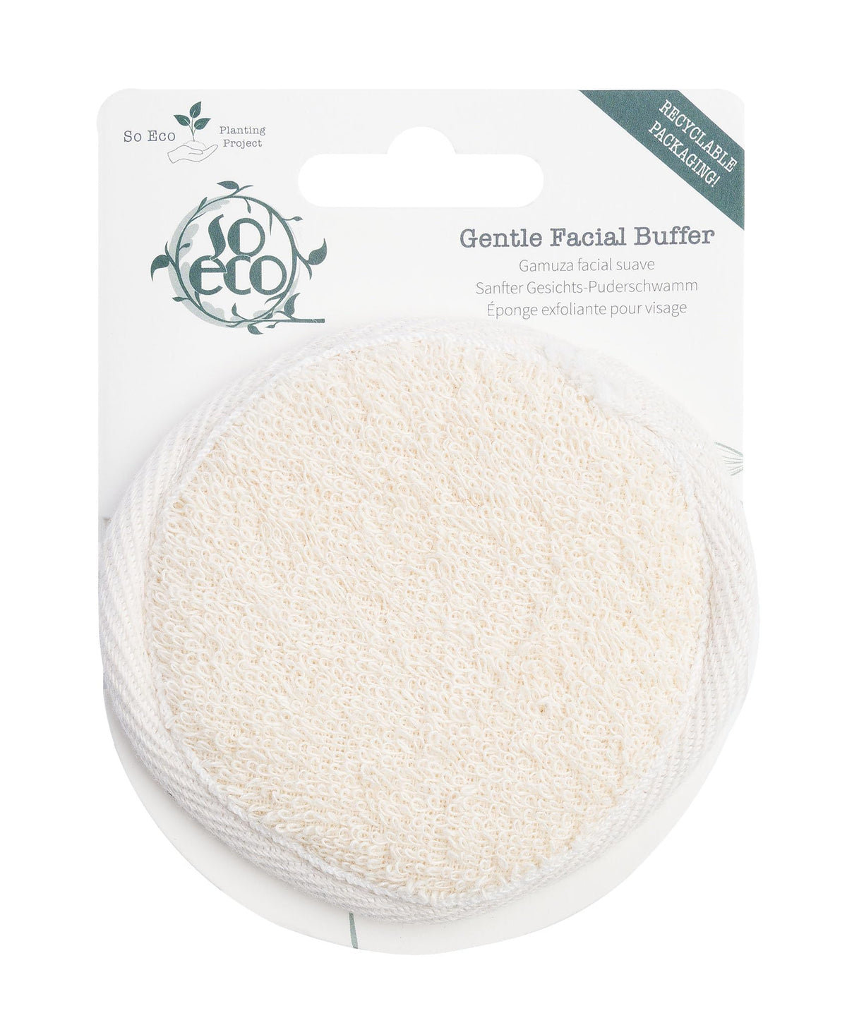 So Eco Gentle Facial Buffer - Natural Ramie & Cotton, Daily Exfoliator, Cruelty-Free