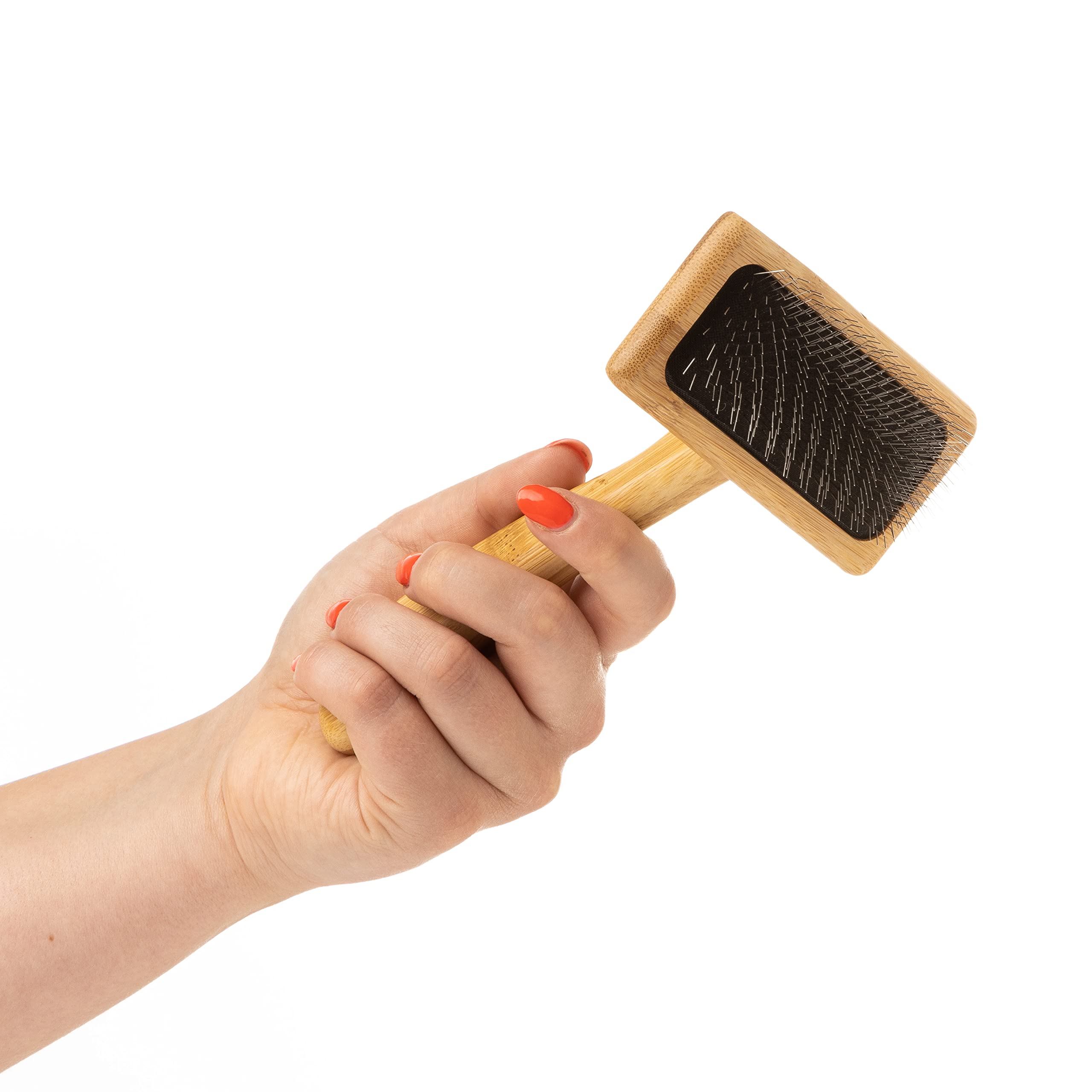 Mikki Bamboo Soft Pin Slicker Brush - Removes Knots & Tangles | Eco Friendly | Small 3