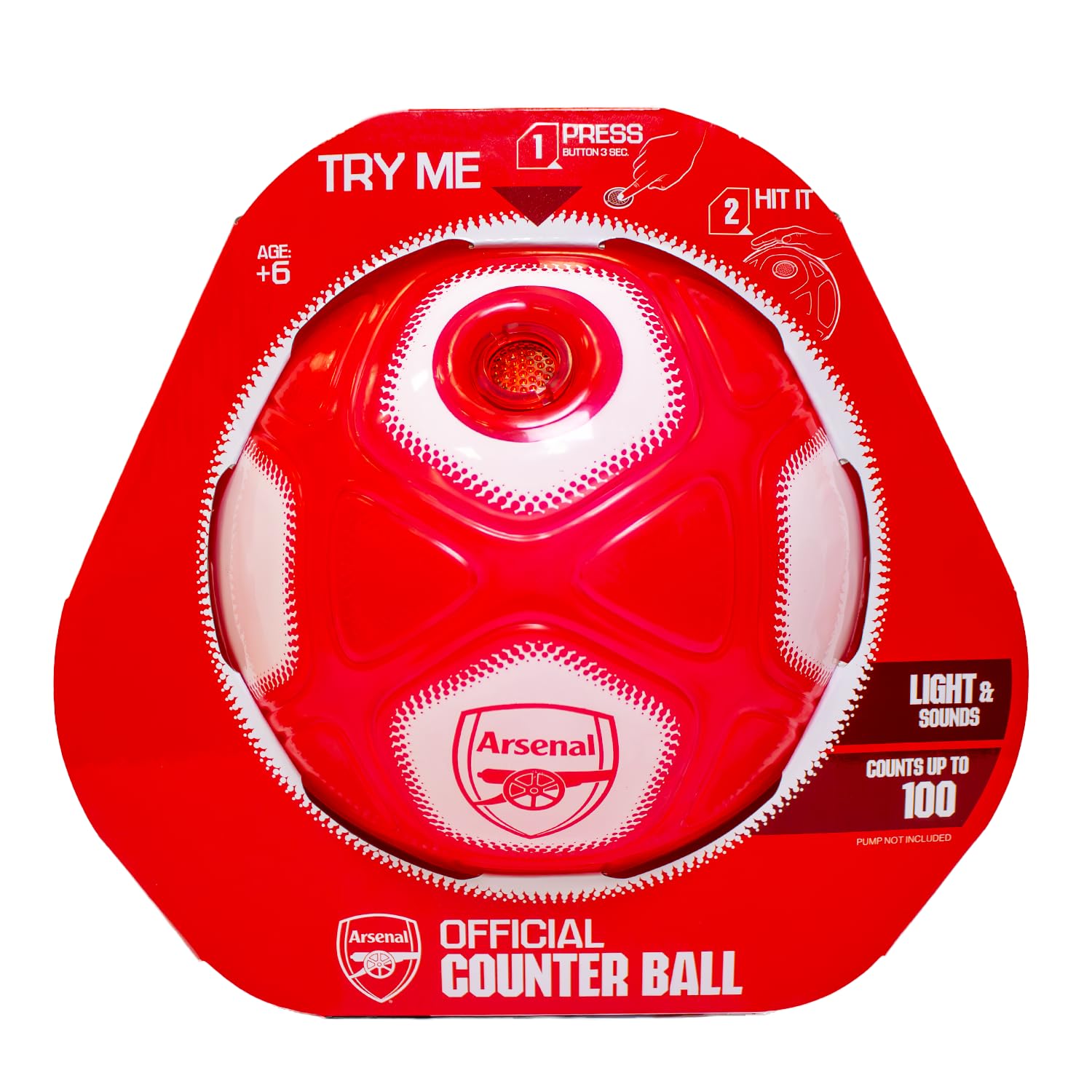 Smart Ball Arsenal Counter Ball - Keepy Uppy Counting with Lights & Sound | PVC Resin | Red