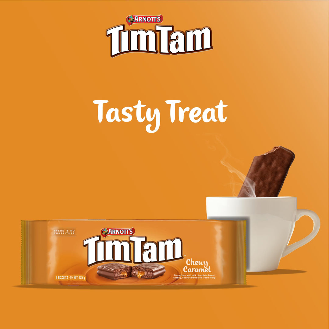 Tim Tam - Chewy Caramel Biscuit Bars with Milk Chocolate Coating (175g)