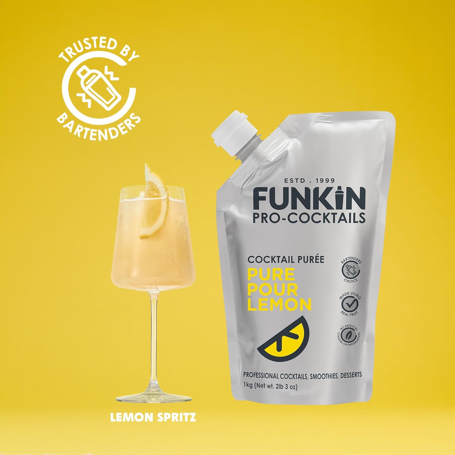 Funkin Pro Pure Pour Lemon Fruit Puree, 1 kg 2
