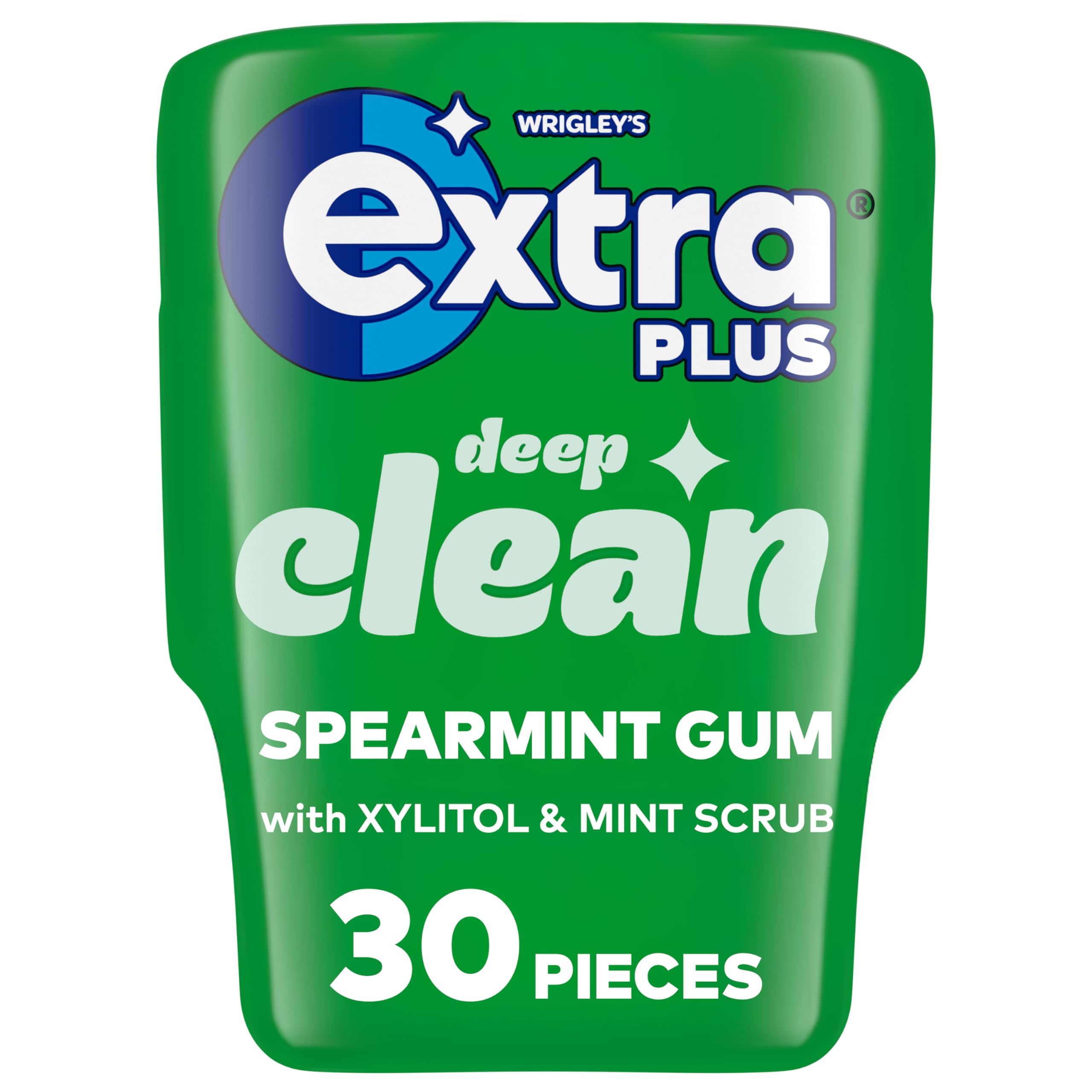 WRIGLEY'S EXTRA Deep Clean Mint Scrub Sugar Free Chewing Gum - 30 Pieces Bottle