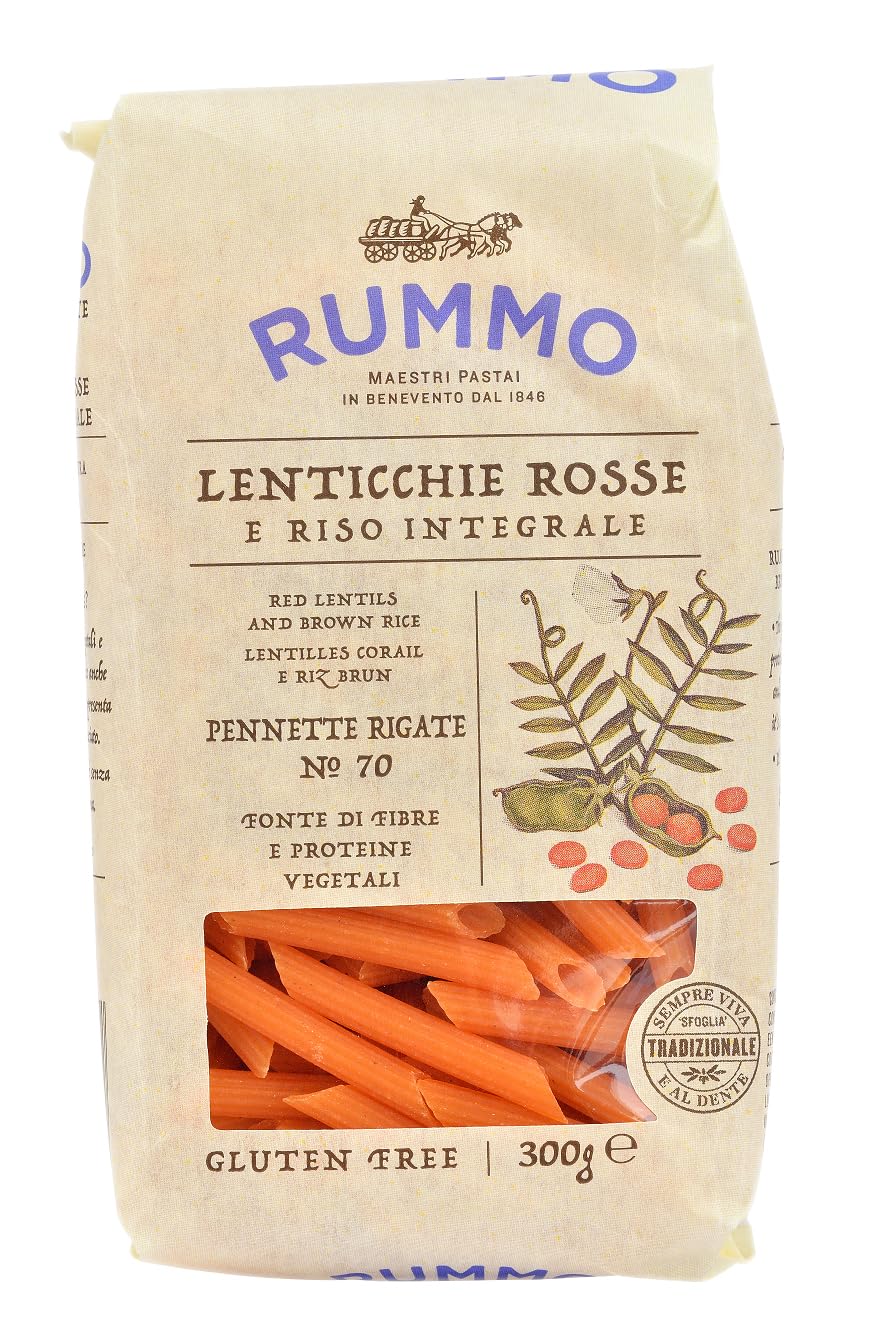 Rummo Pennette Lenticchie Rosse No.70 - Gluten-Free Red Lentil Pasta | High Protein | 300g 1