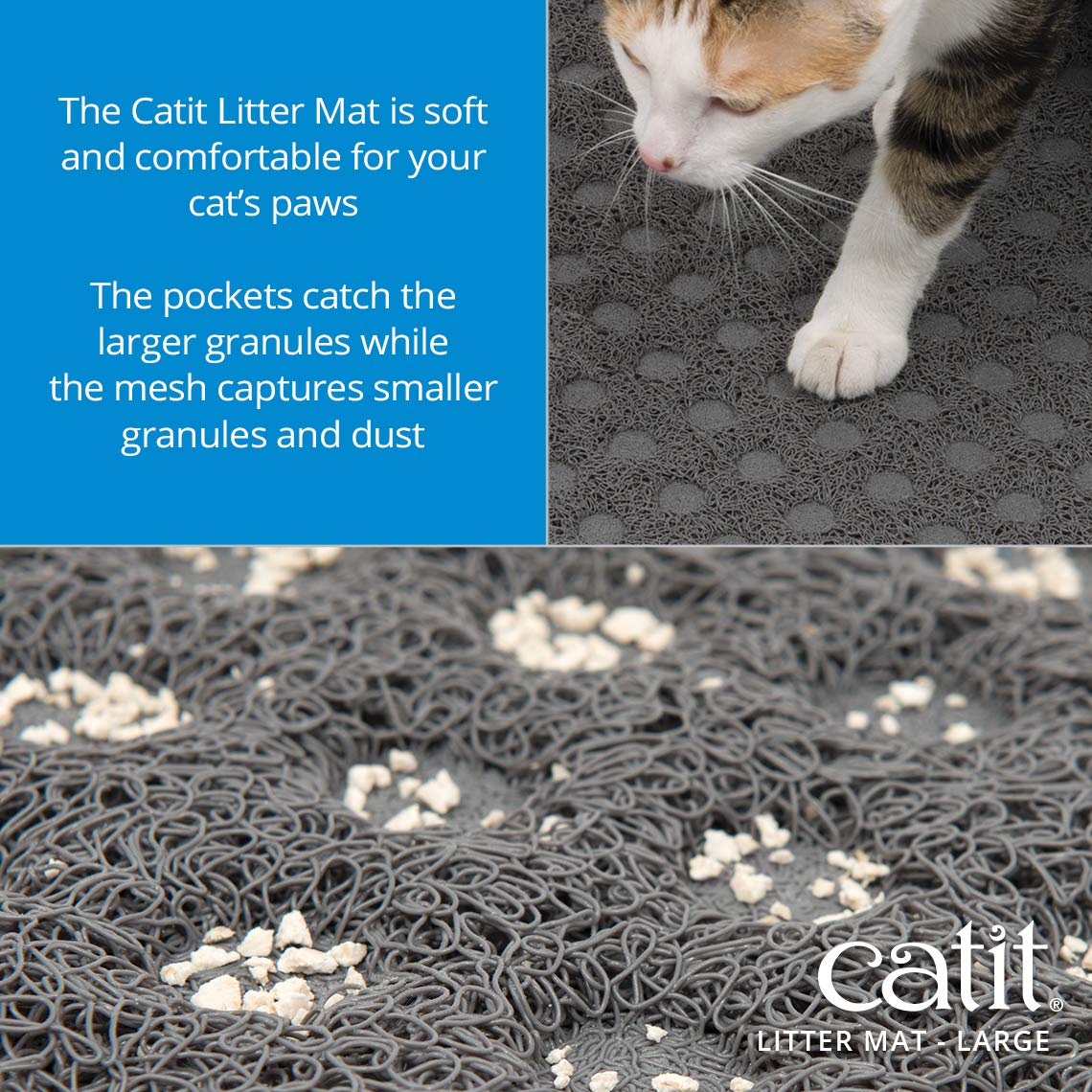 Catit Litter Mat - Soft Grippy Surface for Litter Control | 60 x 90 cm Gray