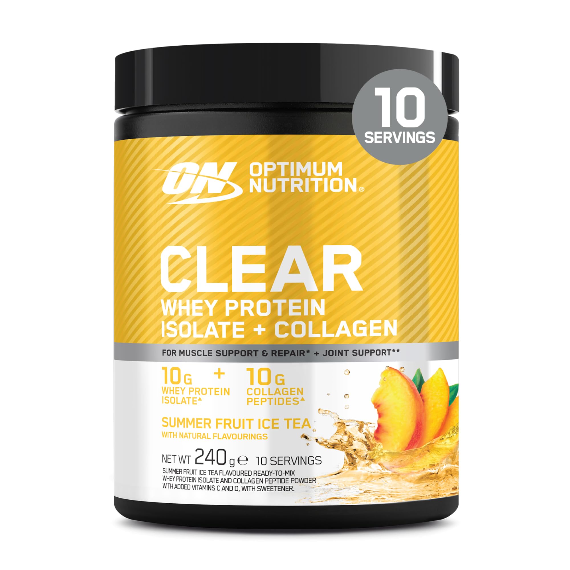 Optimum Nutrition Clear Whey + Collagen Summer Fruit Ice Tea Flavour 240g