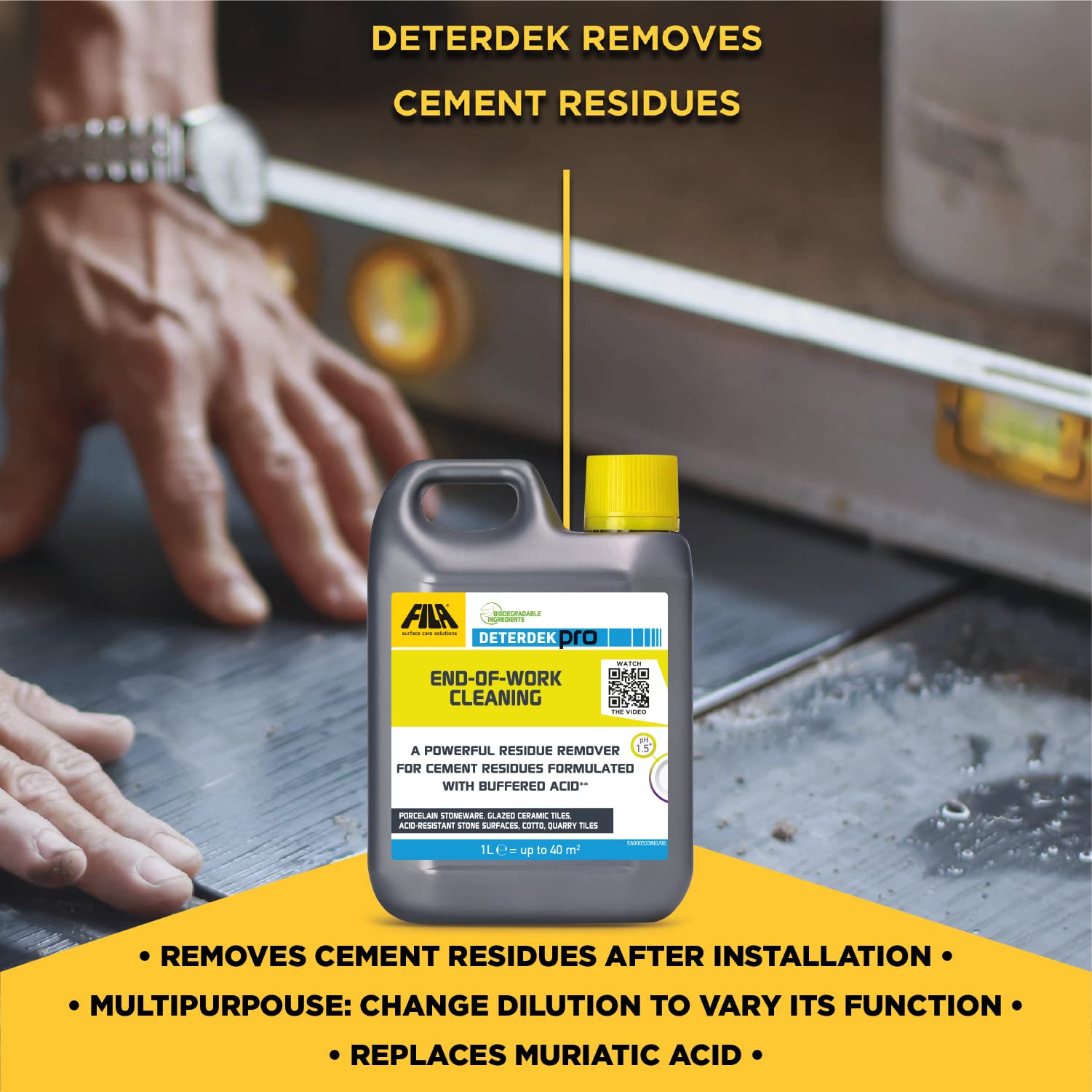 FILA Surface Care Solutions DETERDEK PRO Professional Acid Cleaner for Cement & Rust Removal | 1L Liquid 3