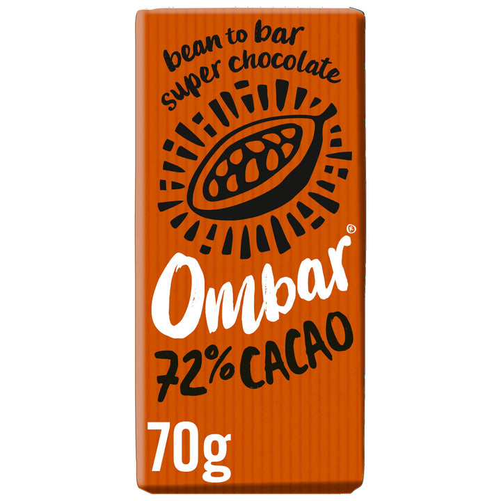 Ombar 72% Dark Chocolate Bar - Organic Fair Trade Vegan Chocolate