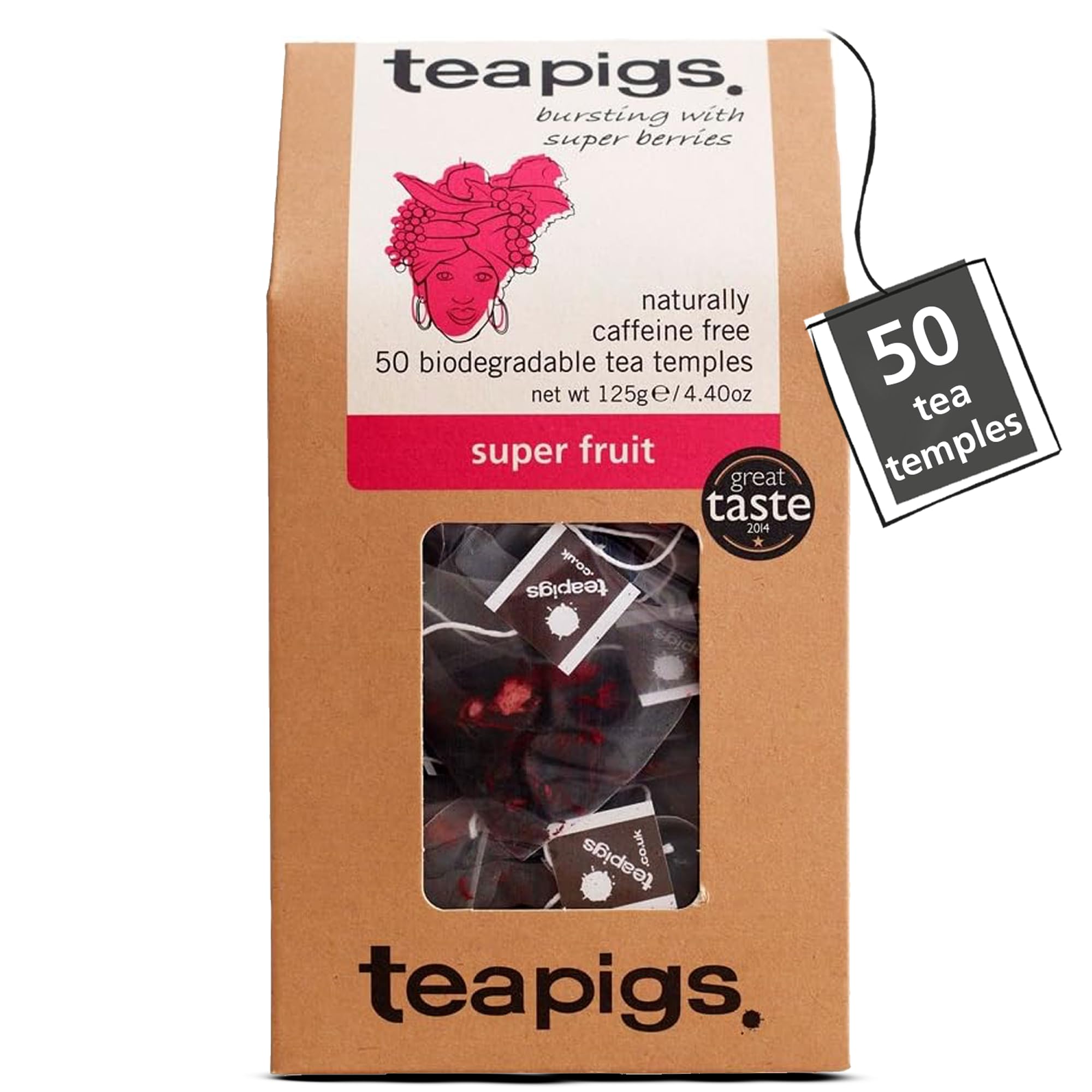 teapigs Super Fruit Tea - Caffeine-Free Herbal Tea Bags with Hibiscus & Berries - 50 Bags 1