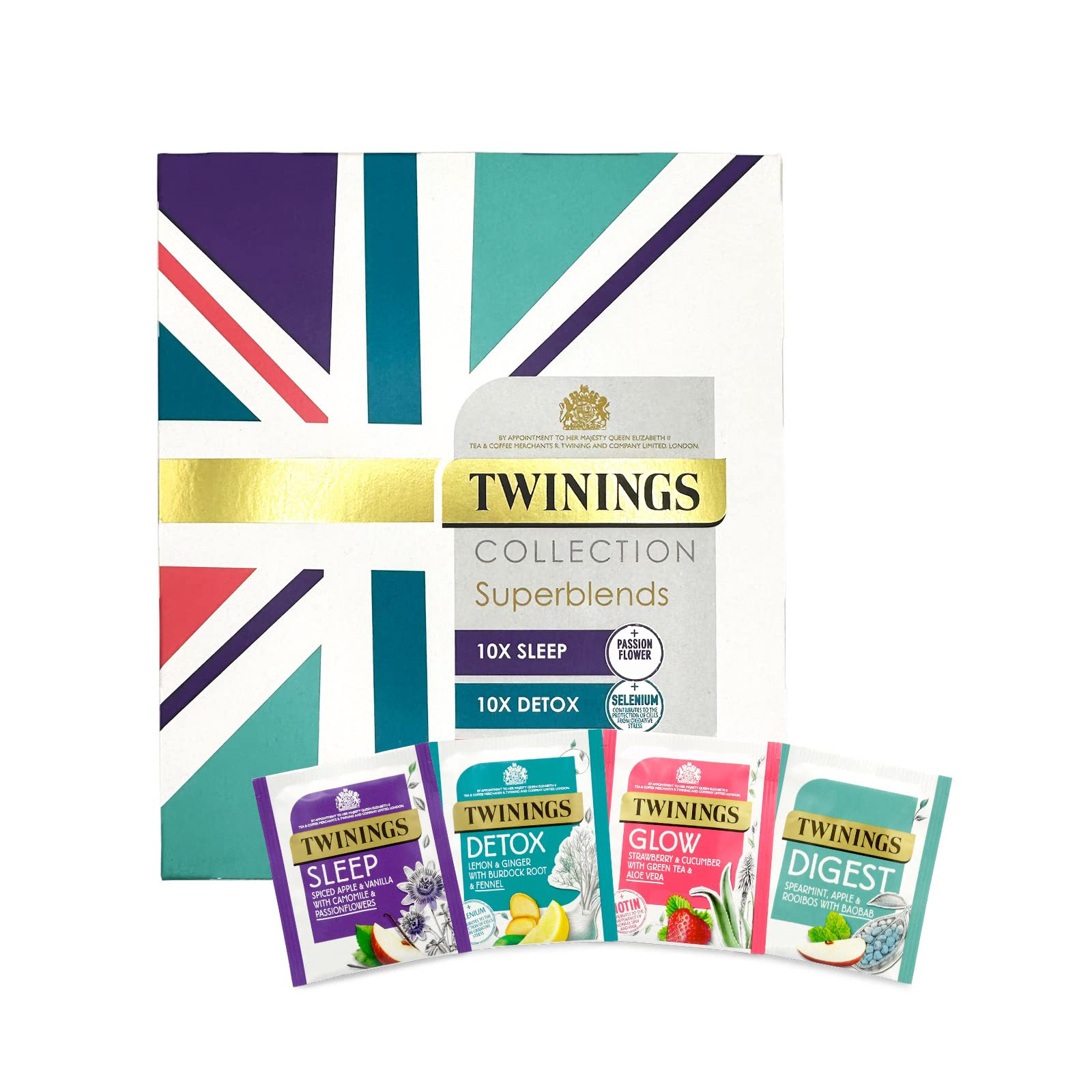 Twinings Superblends Collection - Union Jack Pack of 40 Tea Bags with Botanical Blends for Wellbeing 1