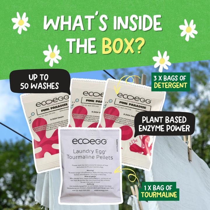 Ecoegg - Bio Detergent Refill Pellets (130g, 50 Washes, Pink Paradise Fragrance)