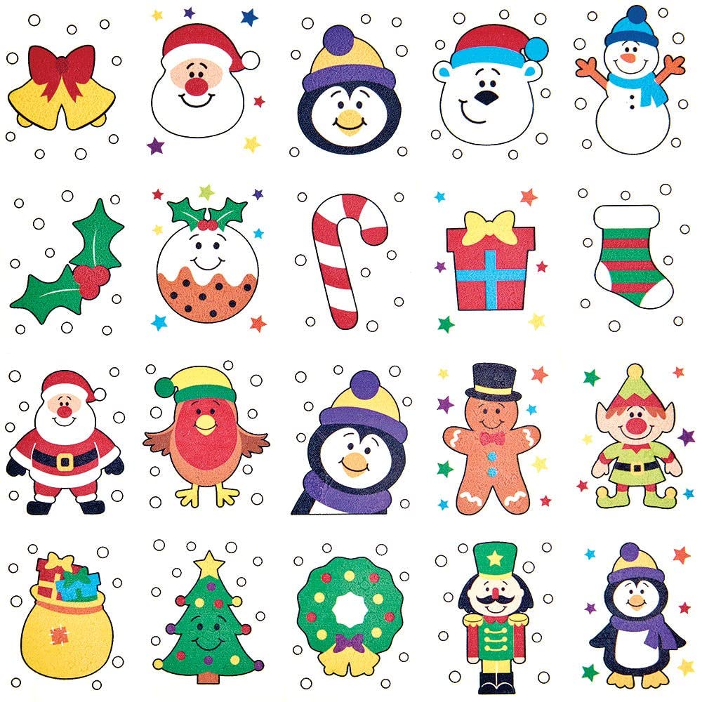 Baker Ross Christmas Chums Temporary Tattoos - Pack of 80 Assorted Festive Designs