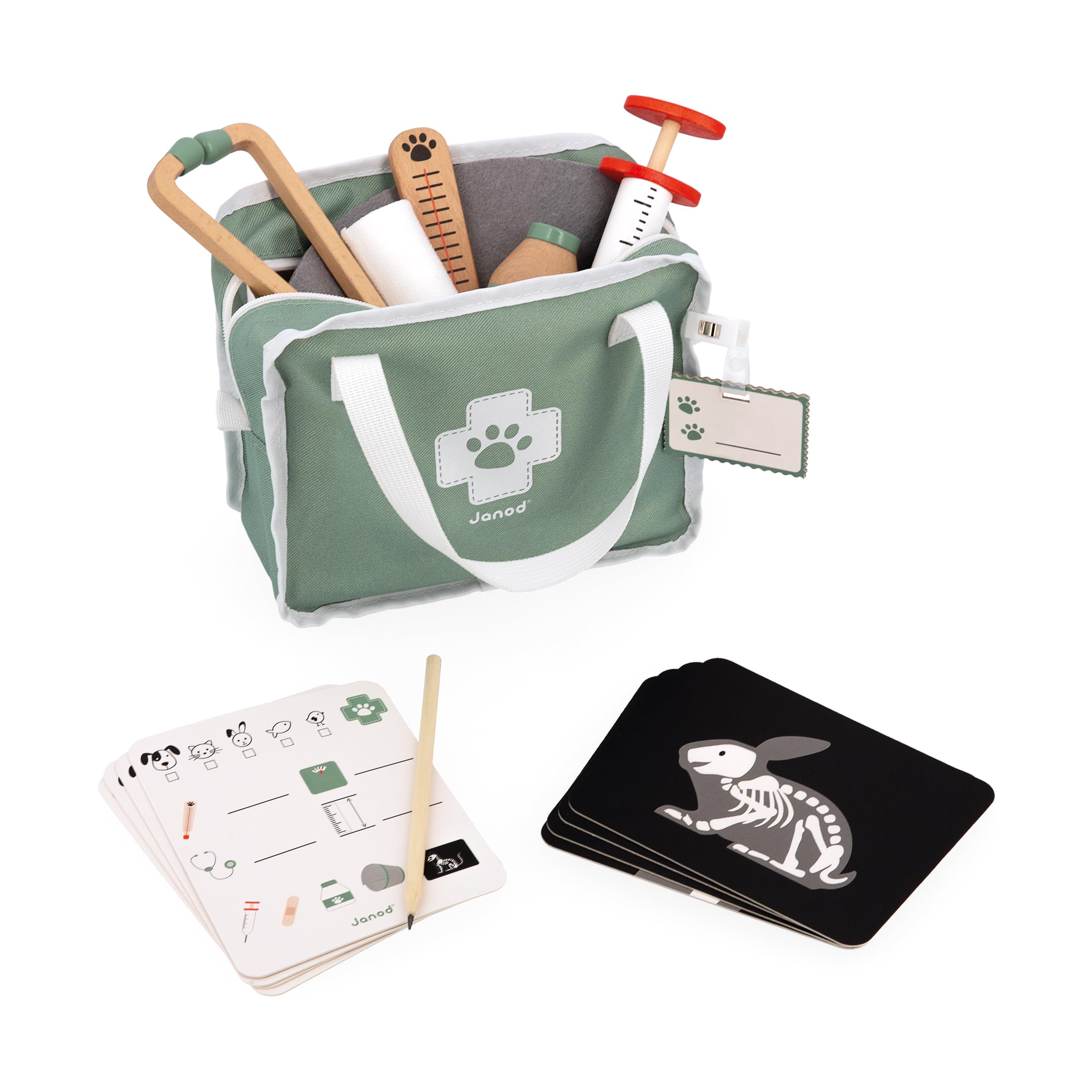 Janod Vet Kit - Pretend Play Occupation Set for Ages 3-8 with 16 Accessories 9