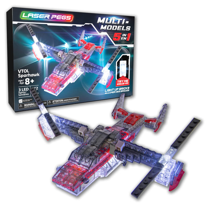 Laser Pegs 5-in-1 VTOL Sparhawk - Light-Up Building Set for Ages 3+
