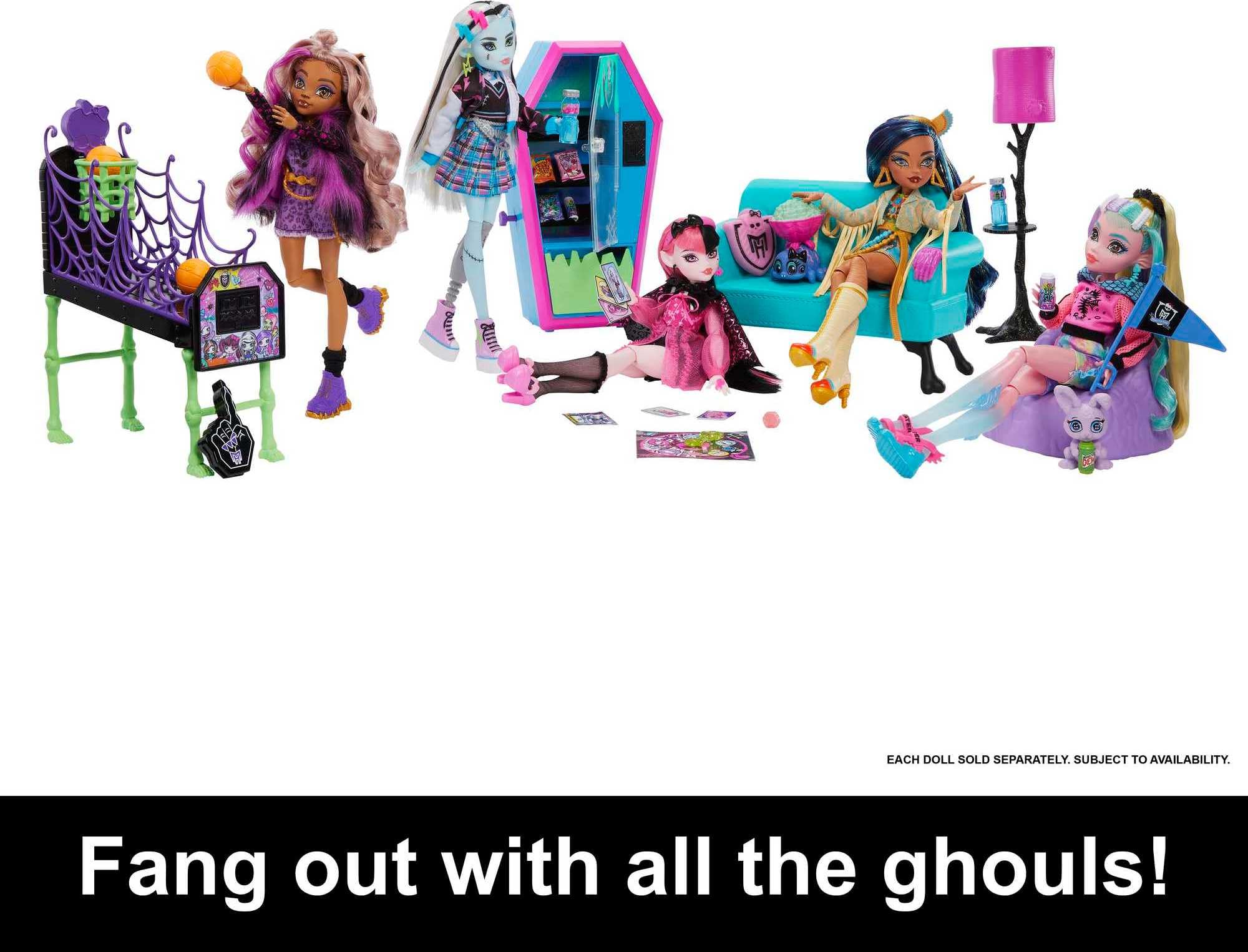 Monster High Student Lounge Playset with Doll House Furniture and Themed Accessories 4