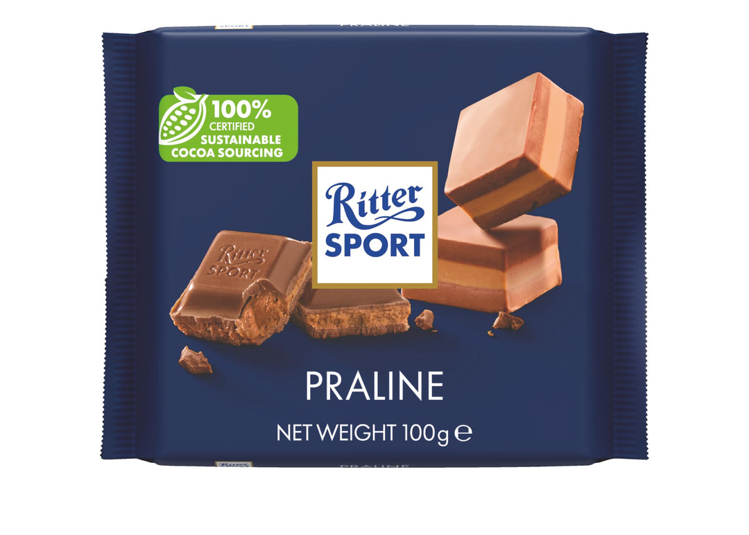 Ritter Sport Praline Milk Chocolate with Hazelnut Paste 100g (Pack of 13)