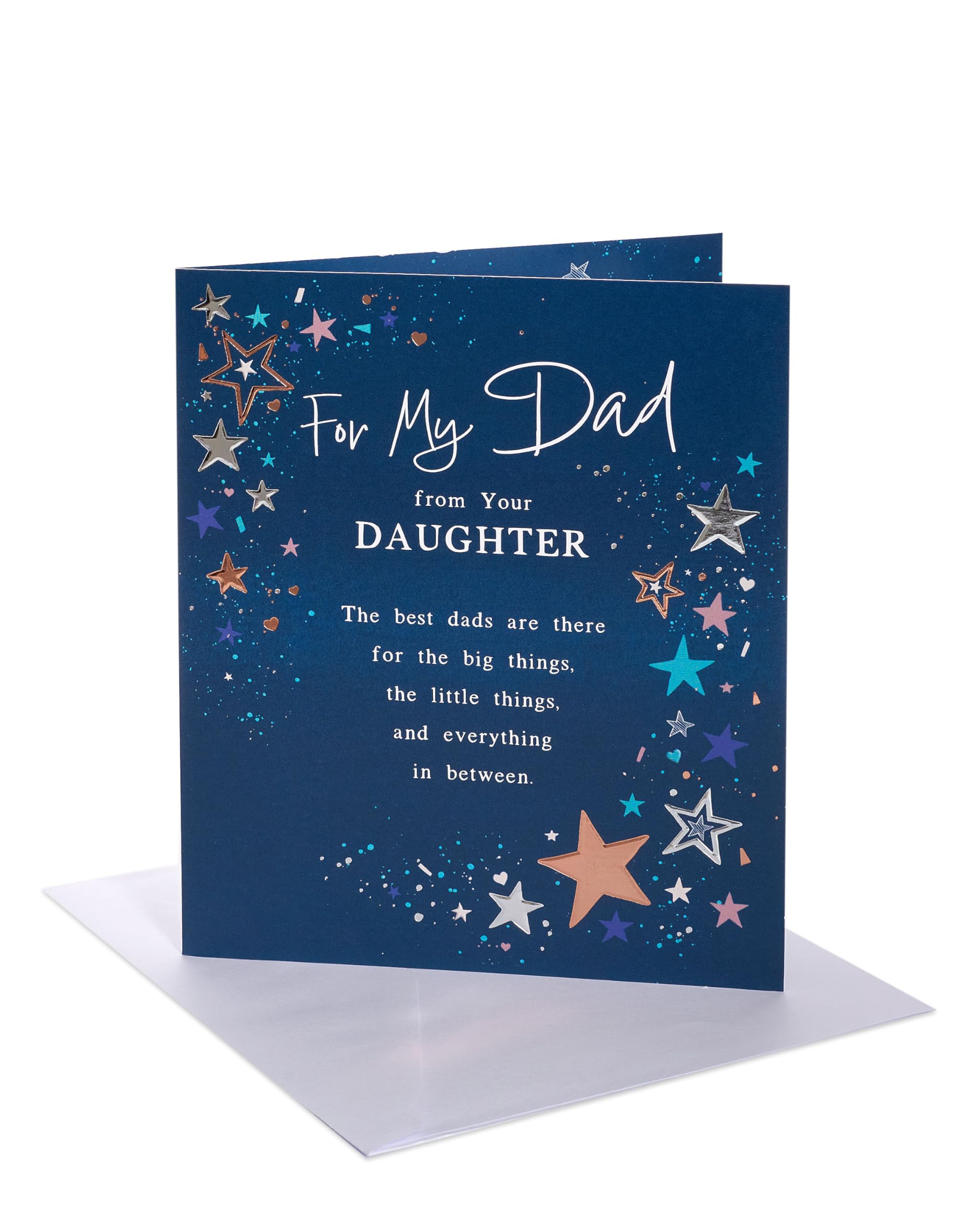 UK Greetings Dad from Daughter Birthday Card | Embossed Silver & Copper Foil | 165 x 190 mm 1