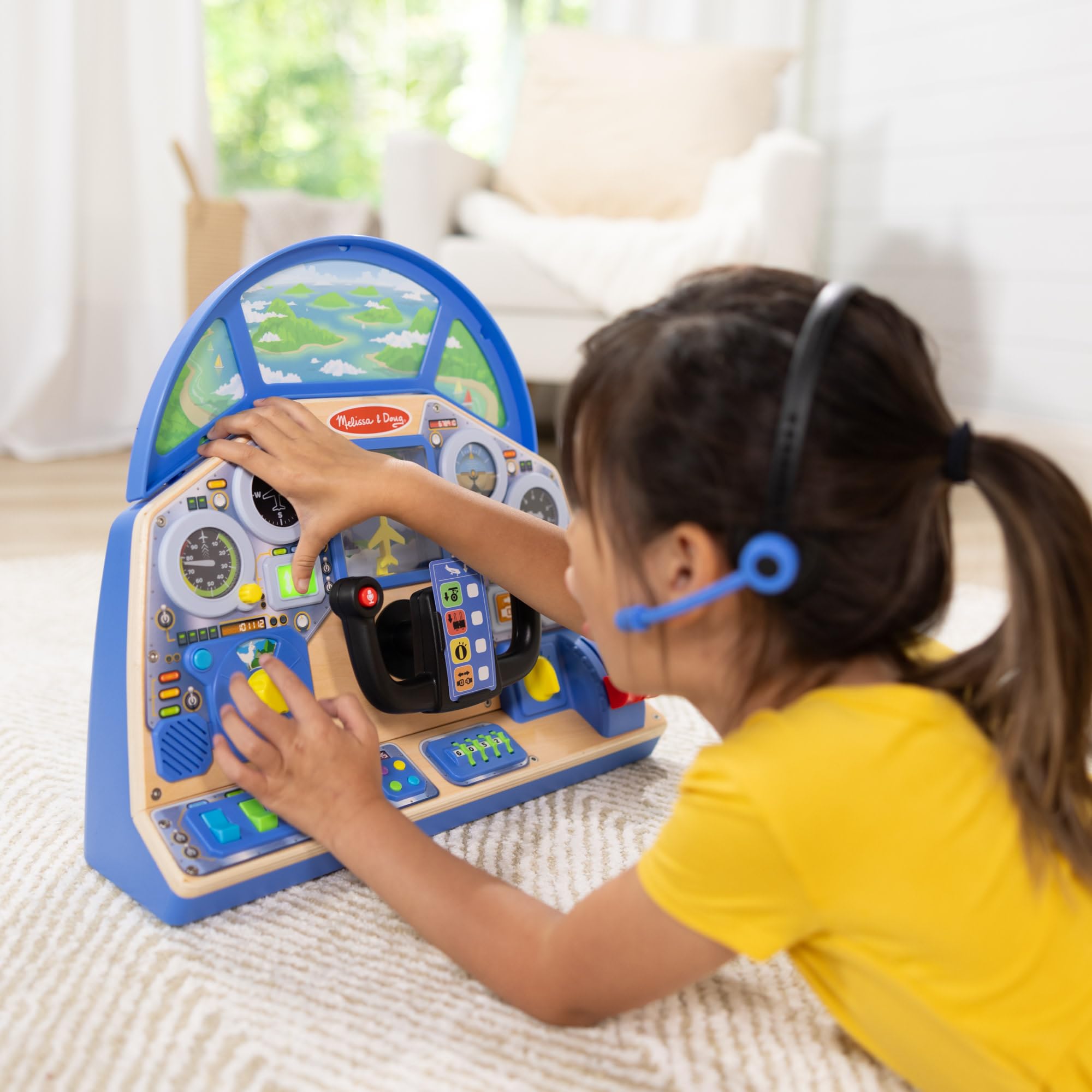 Melissa & Doug Interactive Jet Pilot Dashboard for Pretend Play | Ages 3-7 | Wooden Construction