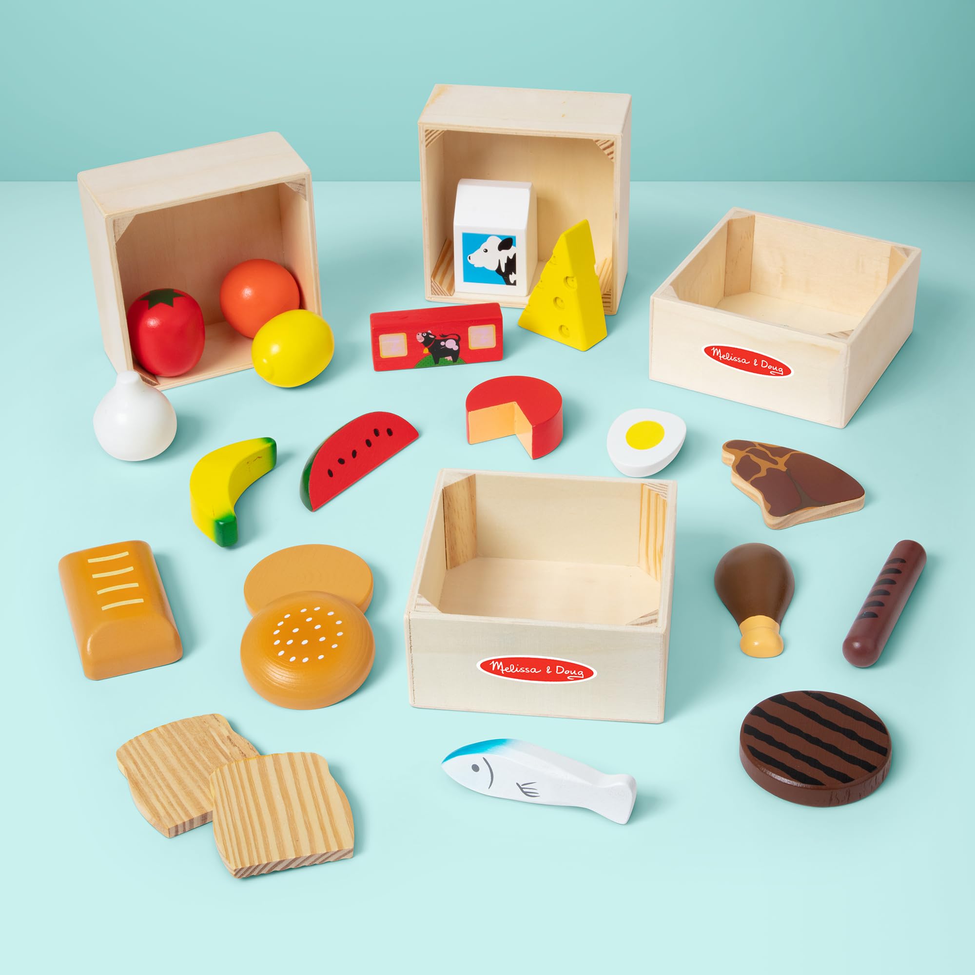 Melissa & Doug Wooden Food Groups Set - Role Play Kitchen Toy | Ages 3+ | Includes 4 Crates 7