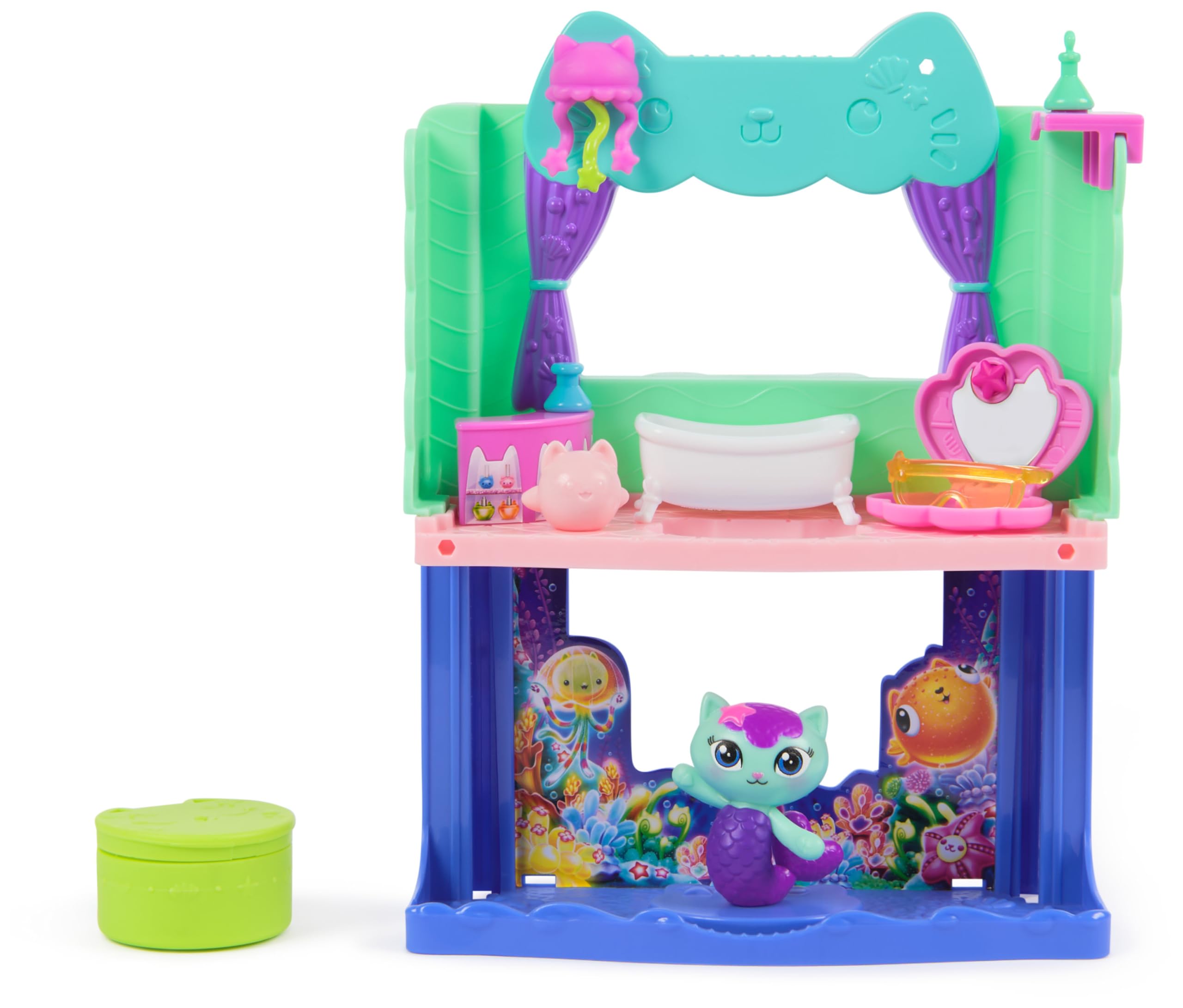 DREAMWORKS GABBY'S DOLLHOUSE MerCat's Spa-wesome Bathroom Playset with Figure | 10 Pieces | Ages 3-6 1
