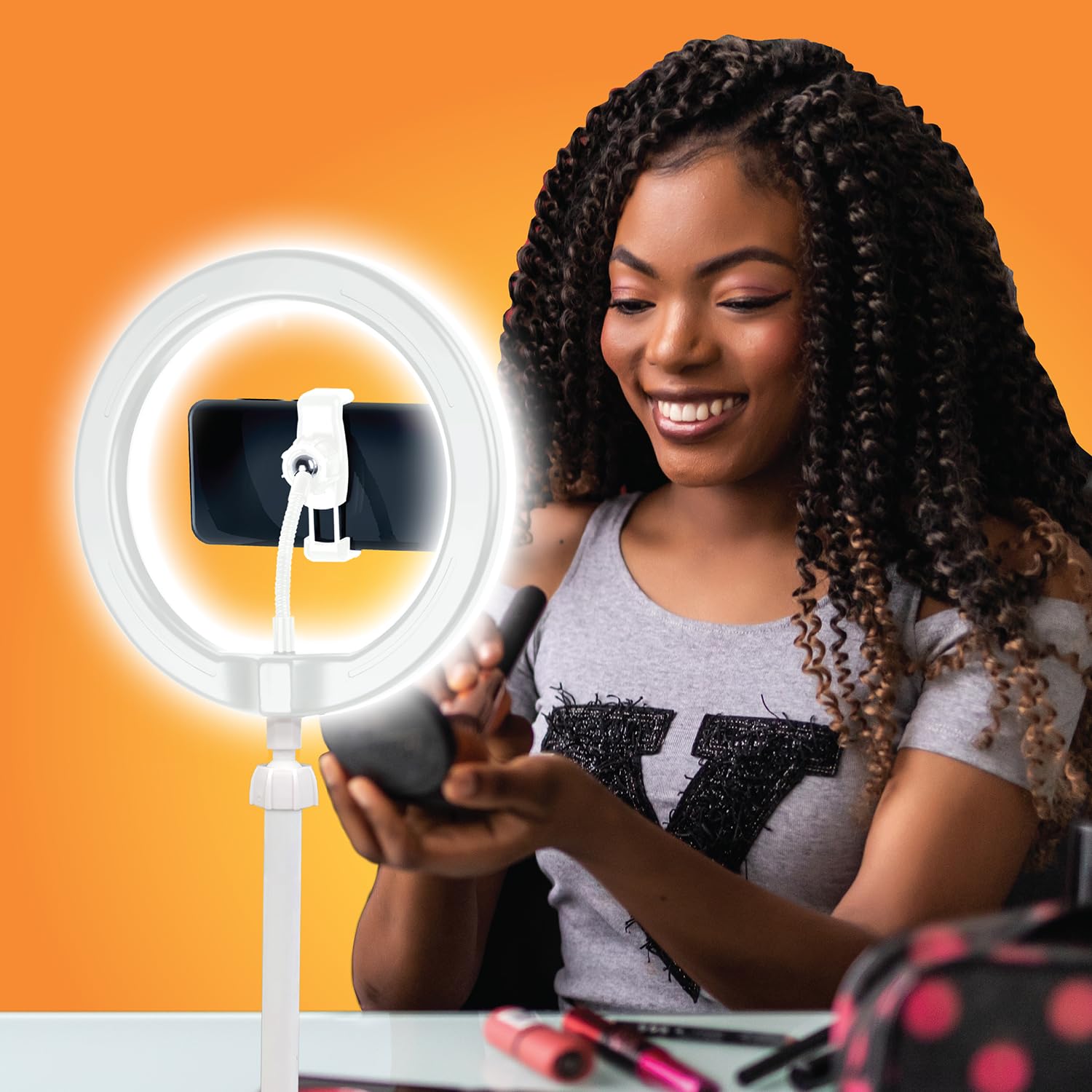 Studio Creator Video Maker Kit – White Edition | LED Ring Light, Green Screen, Tripod & Phone Holder 5