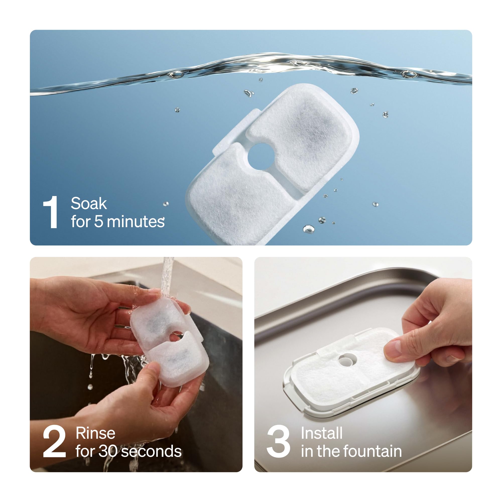 PETLIBRO Replacement Filters for Dockstream Battery Operated Cat Water Fountain | 4 Pack 8