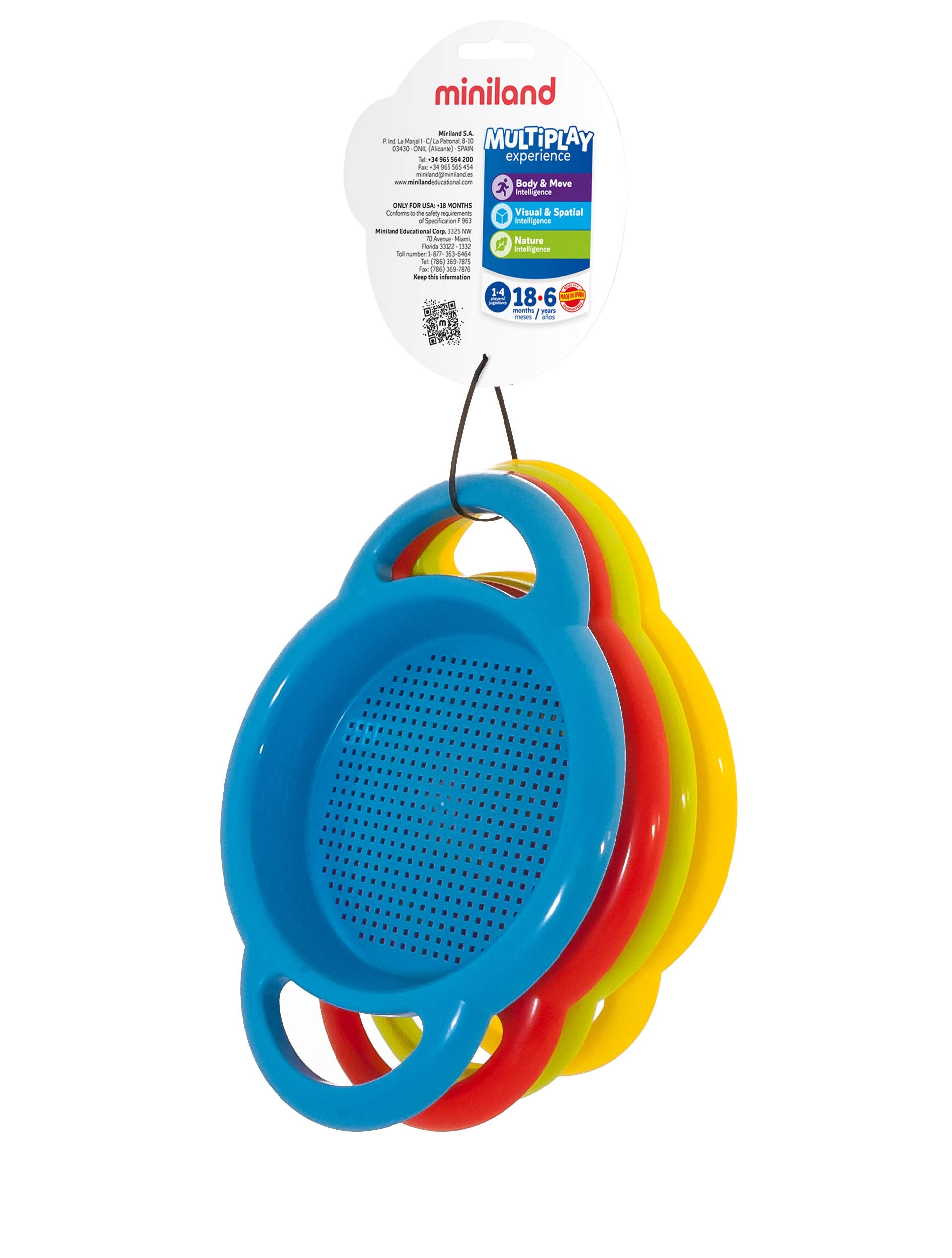 Miniland Special Sieve Set (4-Piece) - Flexible Plastic | Ages 18 Months to 6 Years