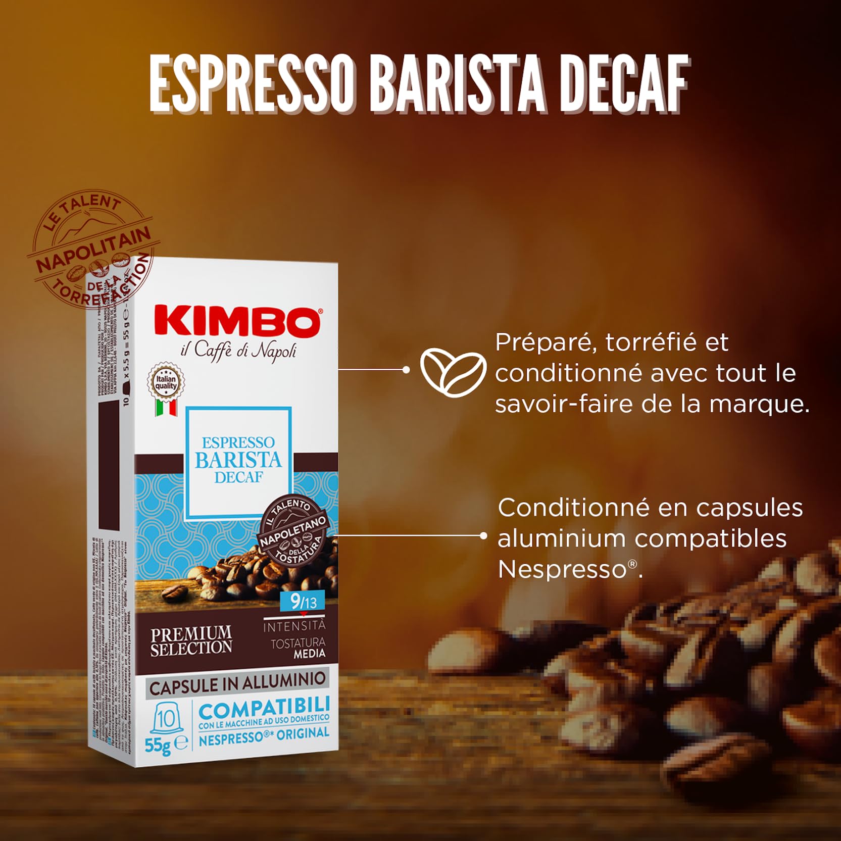 Kimbo Barista Decaf Capsules (10-Pack) | Nespresso Compatible | Italian Medium Dark Roast | Aluminium Coffee Pods 3
