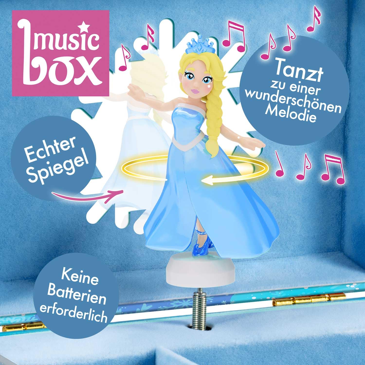 CRAZE Music Box Princess - Musical Jewellery Box with Spinning Ballerina, Mirror & Secret Drawer 6