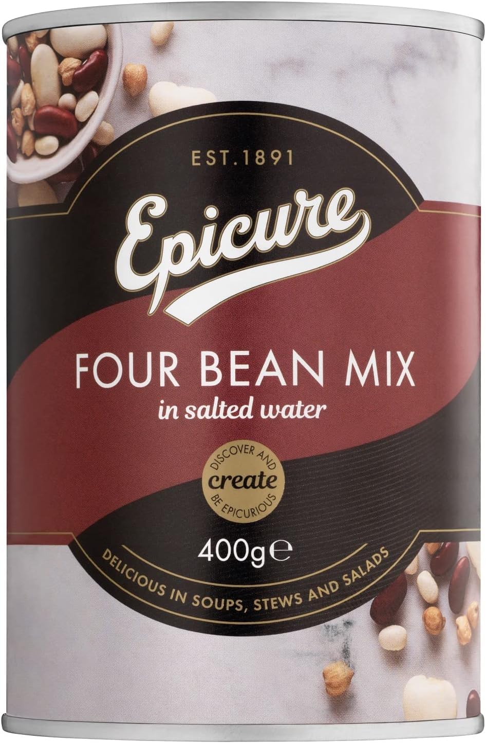 Epicure Four Bean Mix - Chickpeas, Cannellini, Butter & Red Kidney Beans | 400g 1