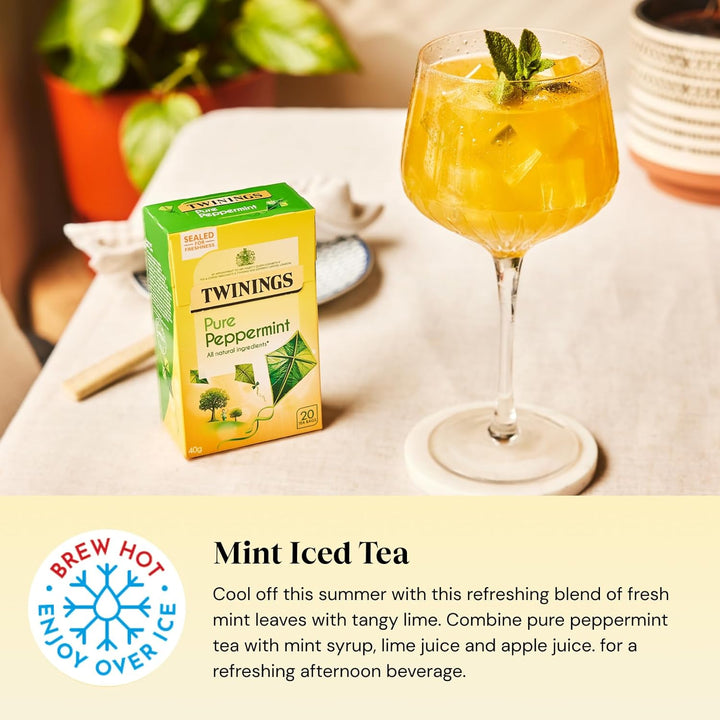 Twinings Pure Peppermint 80 Tea Bags, 160g - Naturally Caffeine Free Herbal Tea