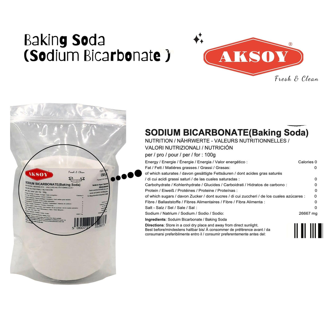 Aksoy Pure Baking Soda 1250g - Sodium Bicarbonate Powder for Baking & Cleaning