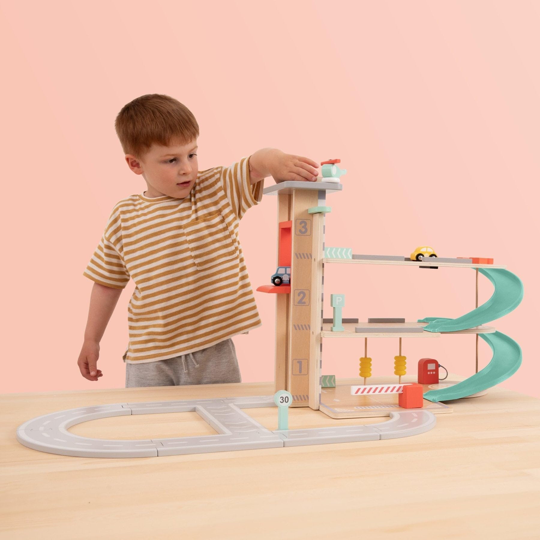 Owl & Fox Wooden Play Garage - Three Tier with Ramps | FSC Wood | 54cm Wide 3