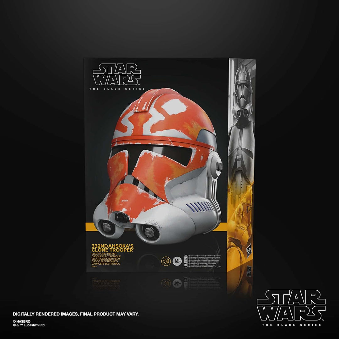 Star Wars The Black Series 332nd Ahsoka’s Clone Trooper Premium Electronic Helmet – Full-Scale Roleplay Helmet with Voice Distortion Technology