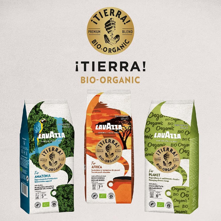 Lavazza Tierra For Africa Organic Arabica Robusta Medium Roast Whole Bean Coffee 500g