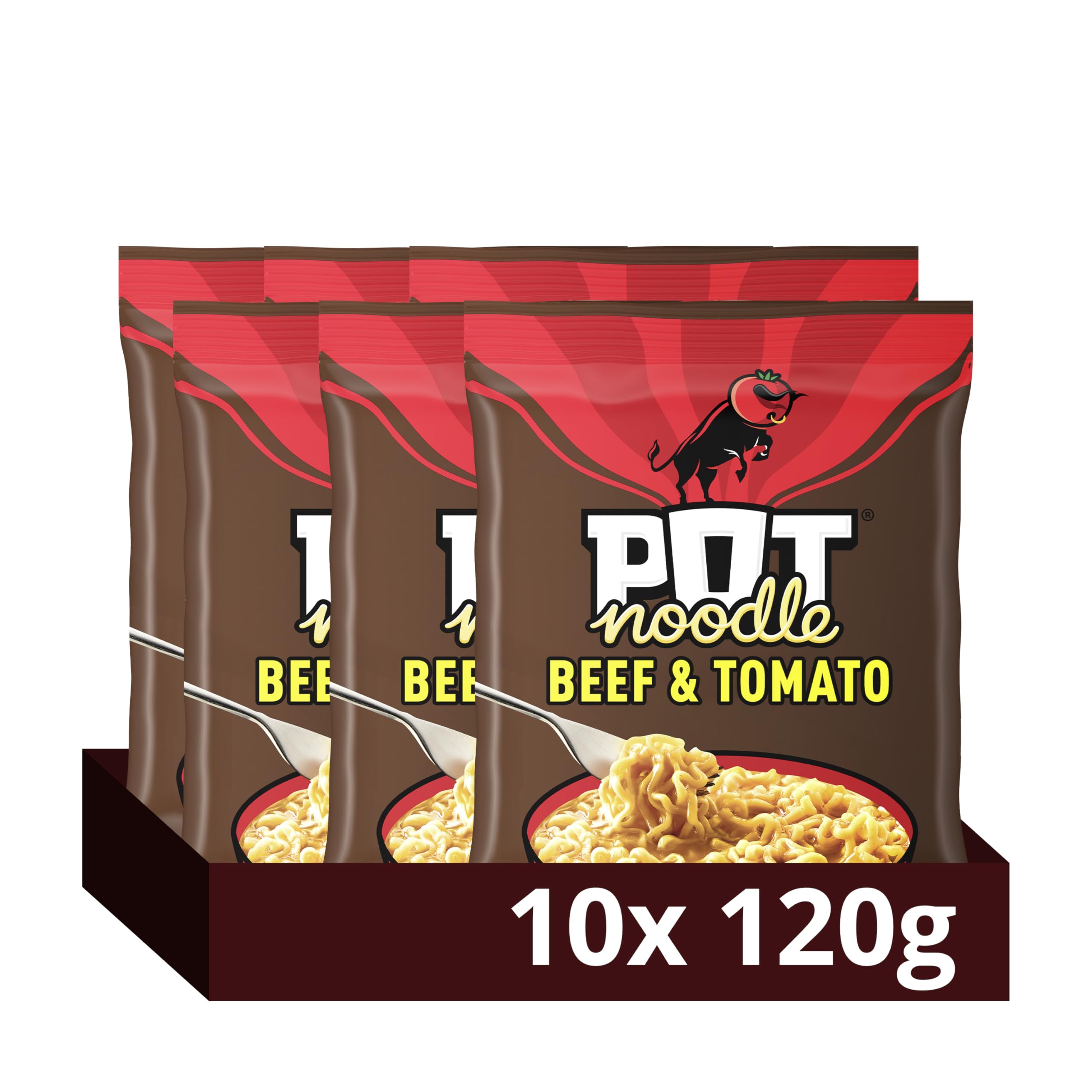 Pot Noodle Beef & Tomato Instant Noodles Block with Sauce and Seasoning | 2 Servings
